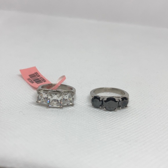 Simulated diamond & black diamond rings J-38 - Picture 6 of 11